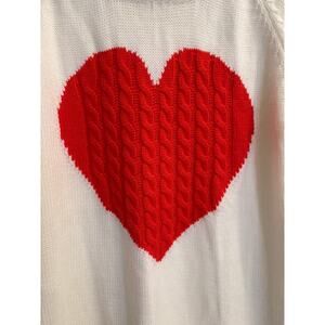 Bold Red Cableknit Heart Sweater Valentine Love Amore Size Small